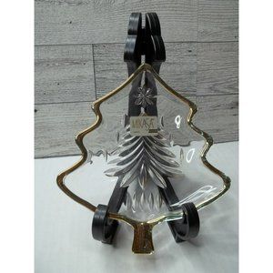 Misaka  Clear Glass with Gold Trim Christmas Tree Shaped Dish Trinket Tray Gift